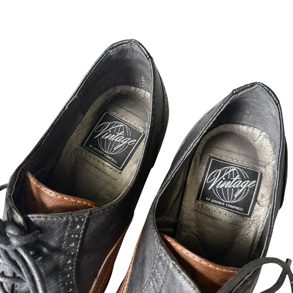 Jeffrey Campbell Vintage Williams Black/Brown Wingtip Oxford Heels Size 8.5 - Picture 10 of 11